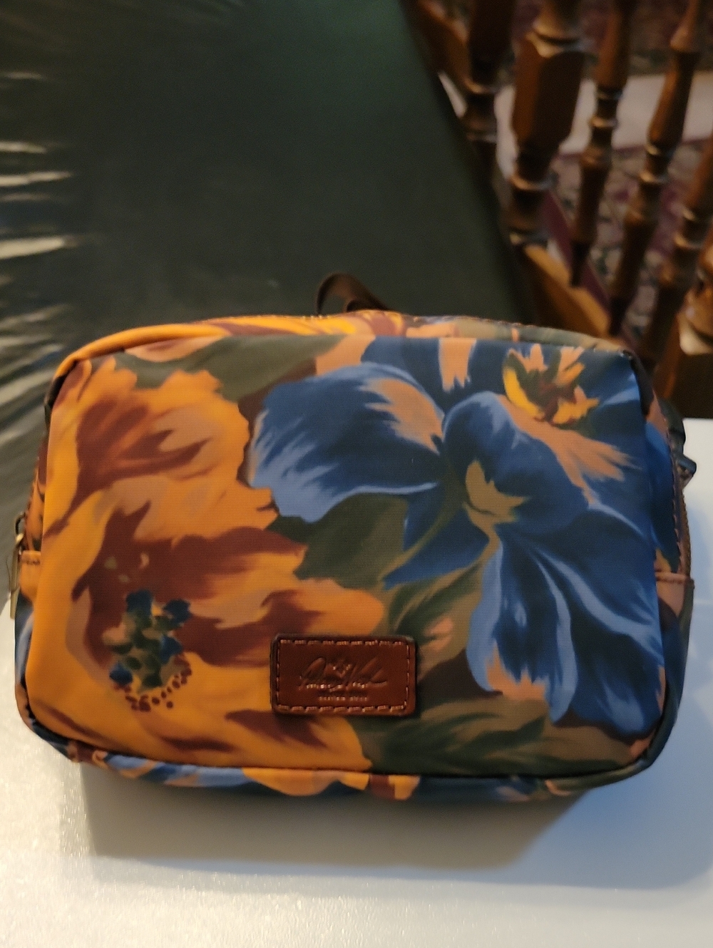 Floral Crossbody Bag in Blue and Mustard